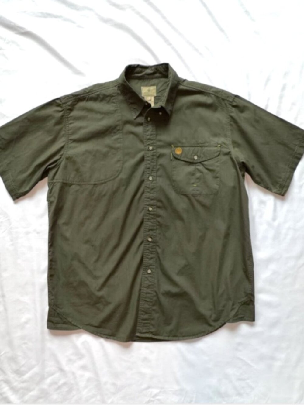 Beretta Olive Green Button Up Shirt XL Short Sleeve Hunting Outdoor Cotton